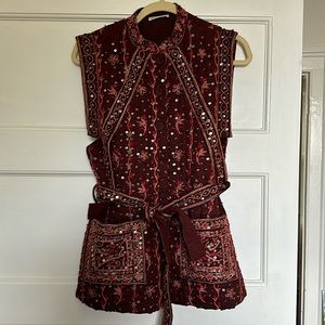 Burgundy Sequined Ulla Johnson Tunic Vest